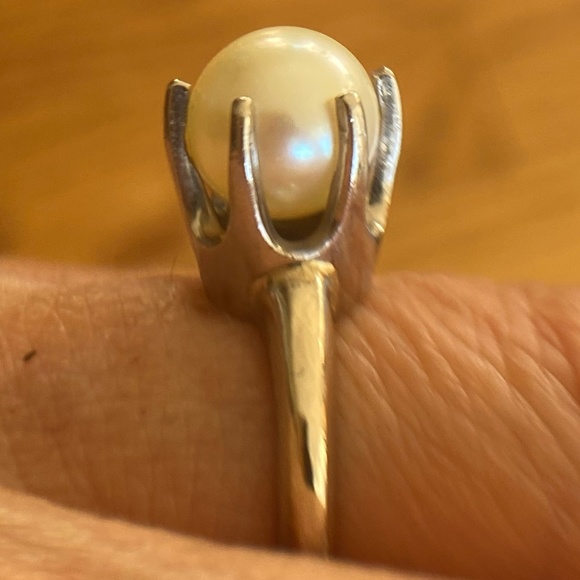 7mm Akoya Pearl SOLID 14K White Gold Ring - Picture 3 of 12